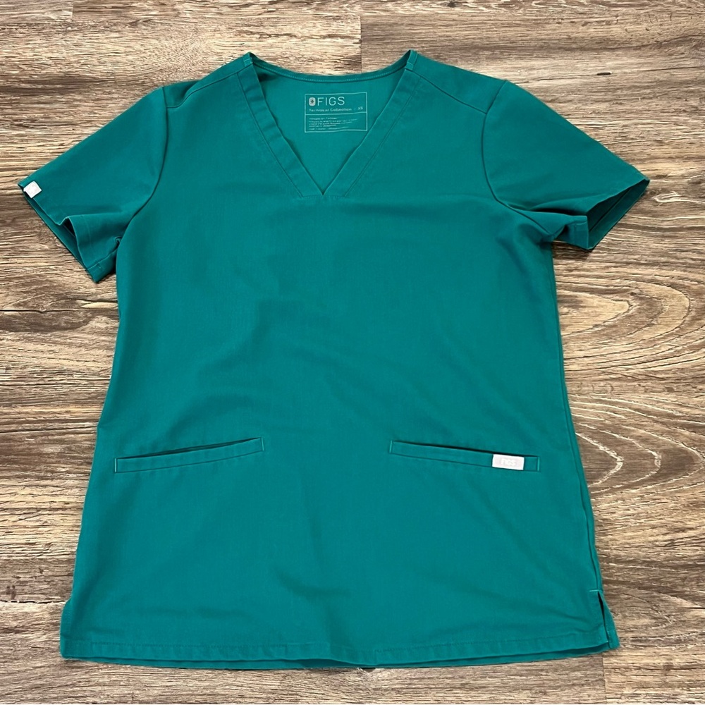 Figs Green Casma Three-Pocket Scrub Extra Small Top‎